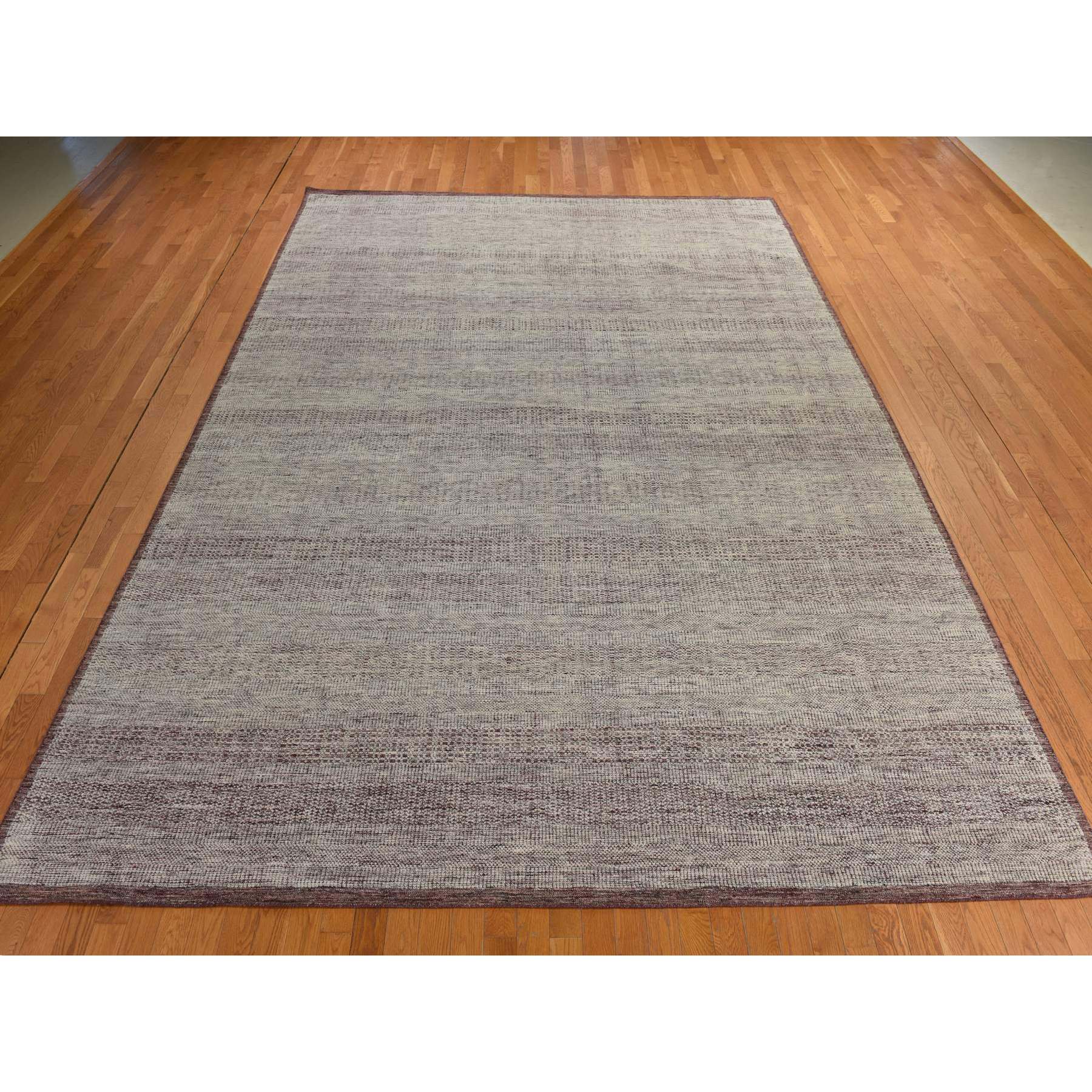 10'x14' Wine Red, Plain and Natural Design, Oxidized 100% Wool, Hand Knotted, Tone on Tone, Oriental Rug HR78331 - Image 2