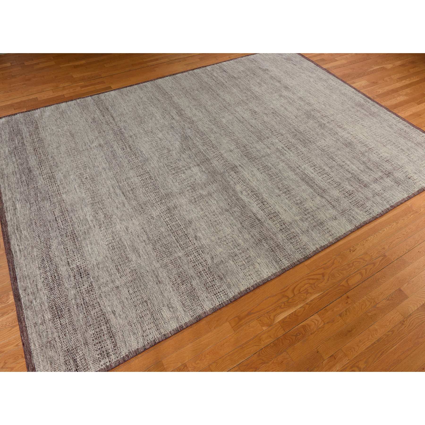 10'x14' Wine Red, Plain and Natural Design, Oxidized 100% Wool, Hand Knotted, Tone on Tone, Oriental Rug HR78331 - Image 3