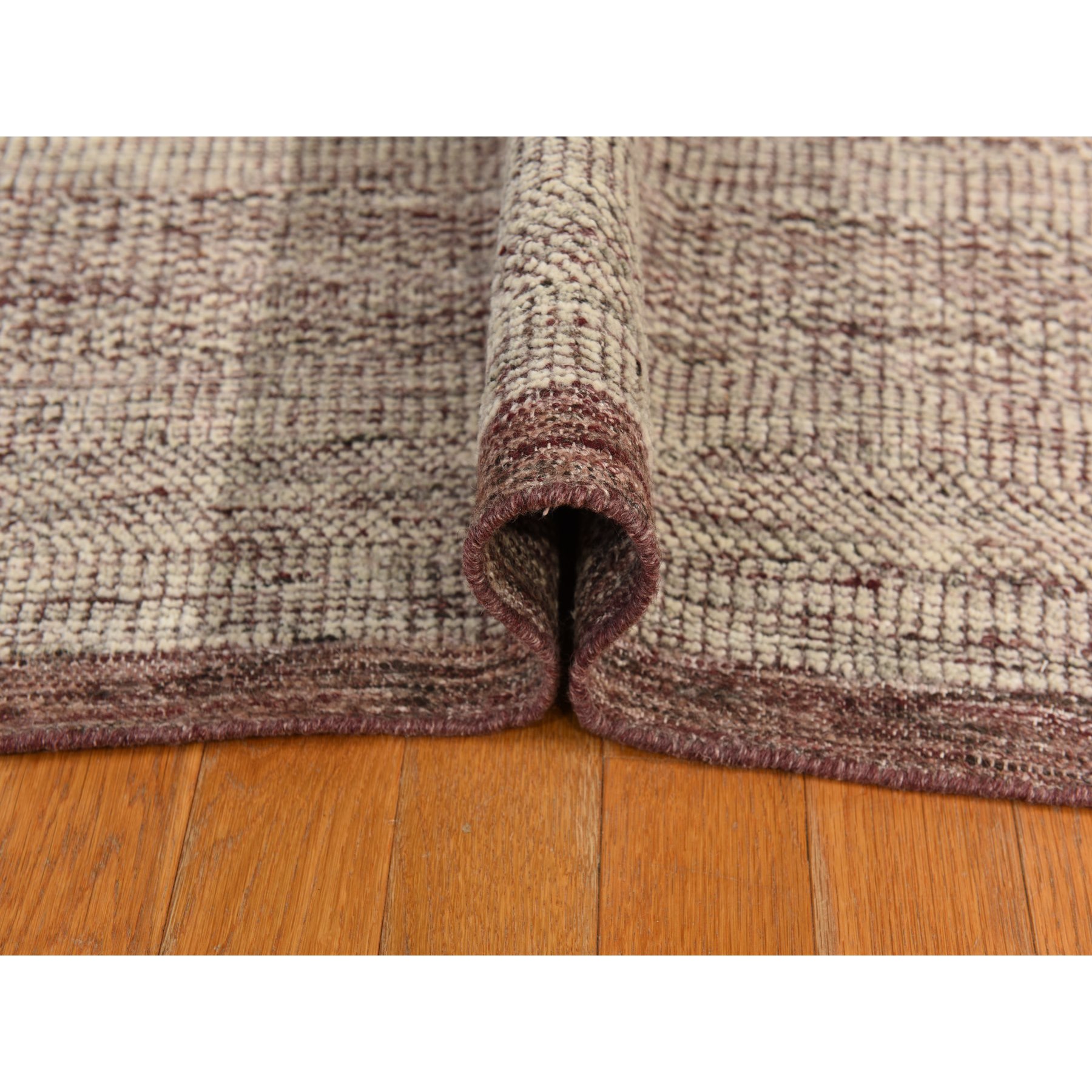 10'x14' Wine Red, Plain and Natural Design, Oxidized 100% Wool, Hand Knotted, Tone on Tone, Oriental Rug HR78331 - Image 5