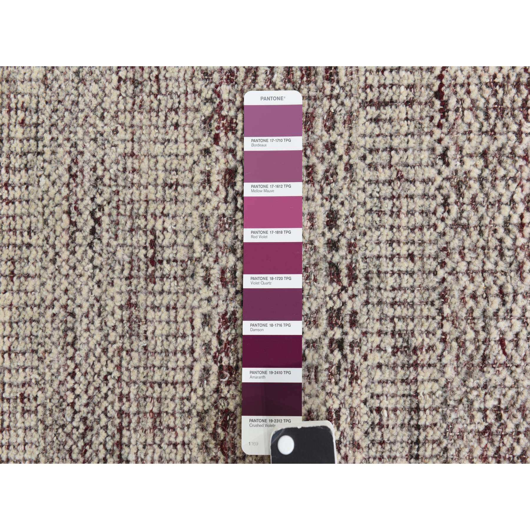 10'x14' Wine Red, Plain and Natural Design, Oxidized 100% Wool, Hand Knotted, Tone on Tone, Oriental Rug HR78331 - Image 6