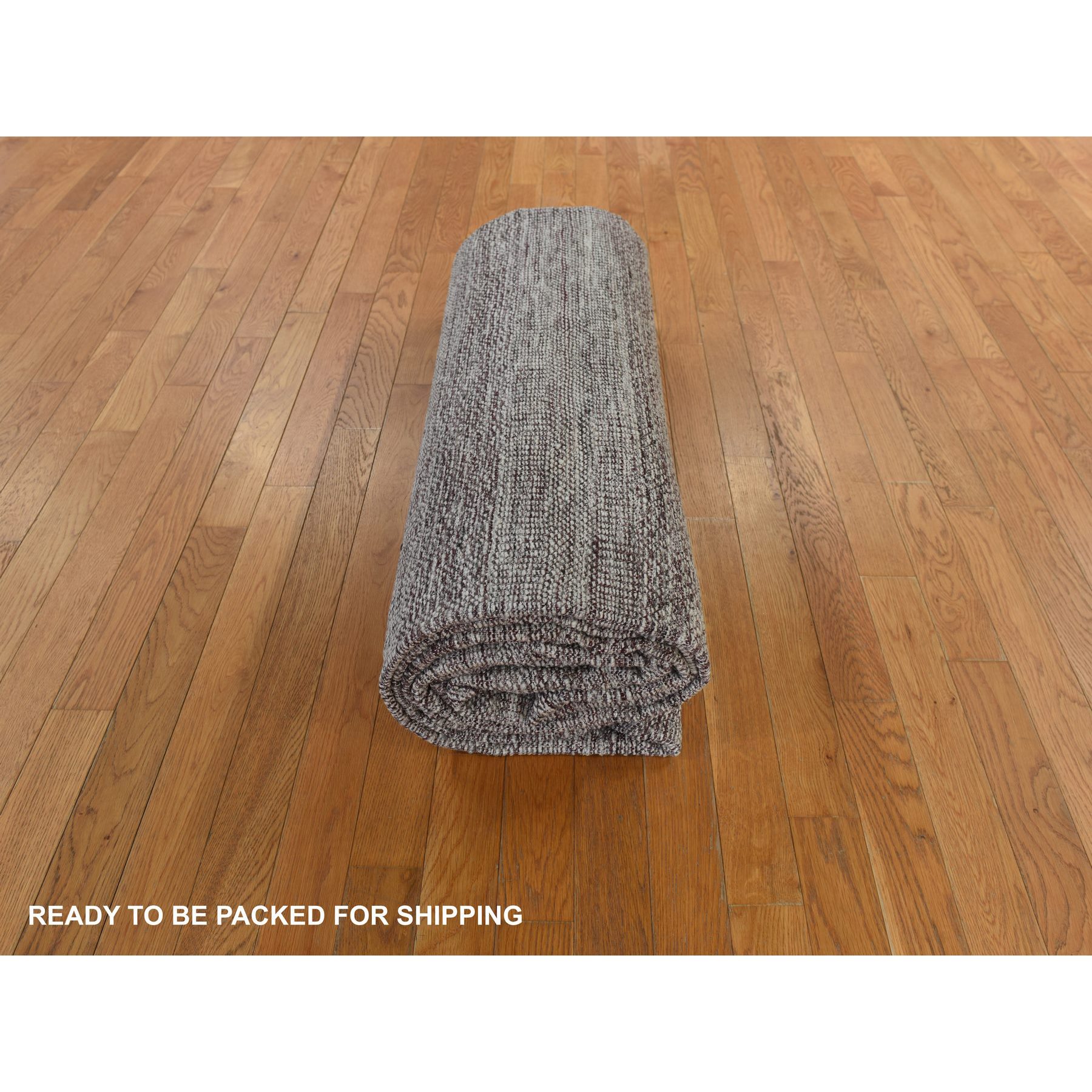 10'x14' Wine Red, Plain and Natural Design, Oxidized 100% Wool, Hand Knotted, Tone on Tone, Oriental Rug HR78331 - Image 8