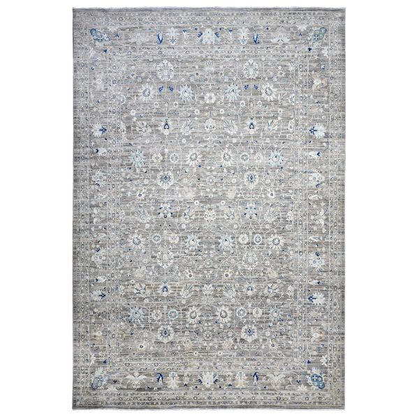 12'x18' Gentle Gray, All Natural Wool, Vegetable Dyes, Densely Woven, Hand Knotted, Fine Peshawar Heriz, XL Oriental Rug HR89723