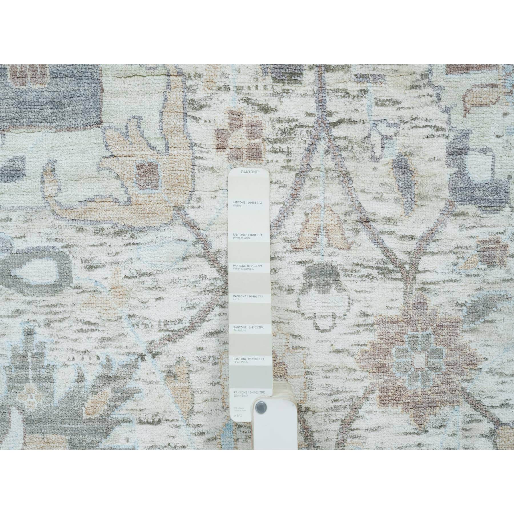 12'x15'5" Ivory, Tabriz Vase With Pomegranate Design, Silk With Textured Wool, Dense Weave, Soft and Vibrant Pile, Hand Knotted, Oriental Rug HR65683 - Image 8