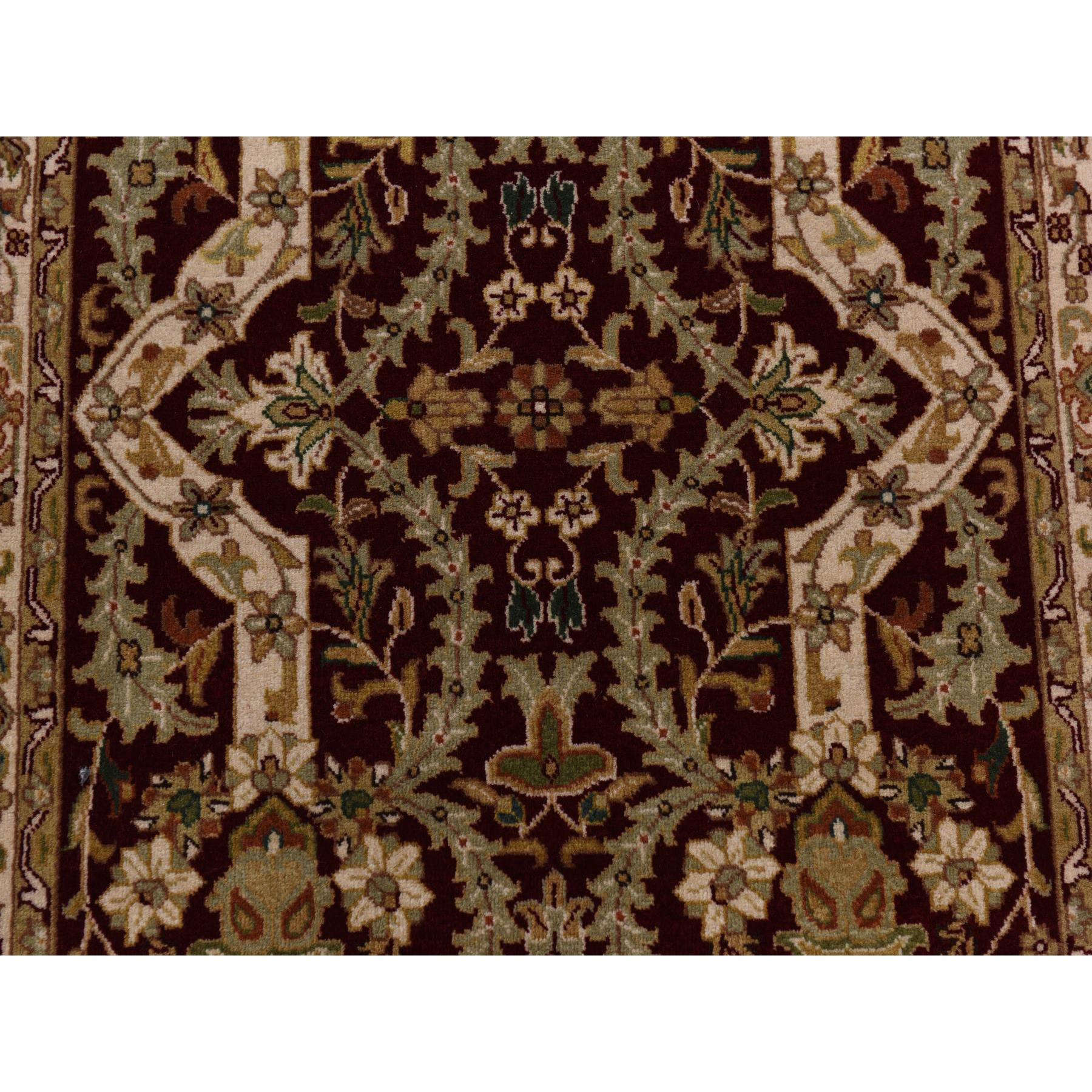 3'1"x5' Burgundy Red, Hand Knotted, 300 KPSI, Hand Spun New Zealand Luxurious Wool, Persian Tabriz Design, Oriental Rug HR78365 - Image 2