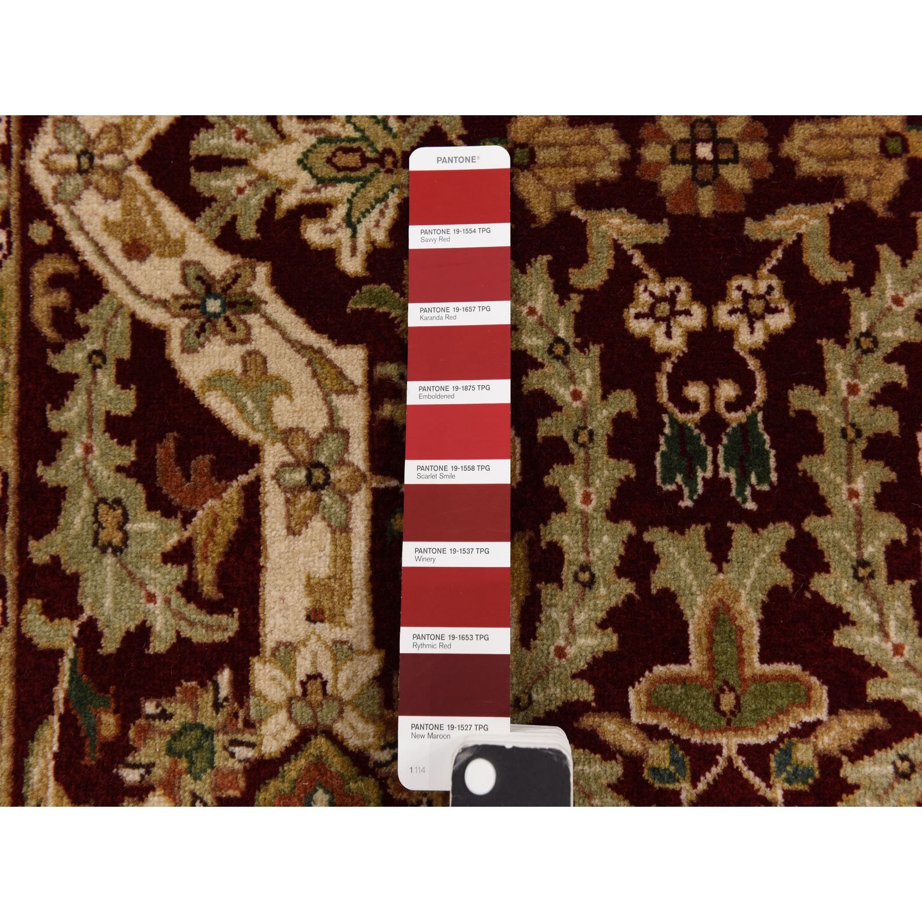 3'1"x5' Burgundy Red, Hand Knotted, 300 KPSI, Hand Spun New Zealand Luxurious Wool, Persian Tabriz Design, Oriental Rug HR78365 - Image 3