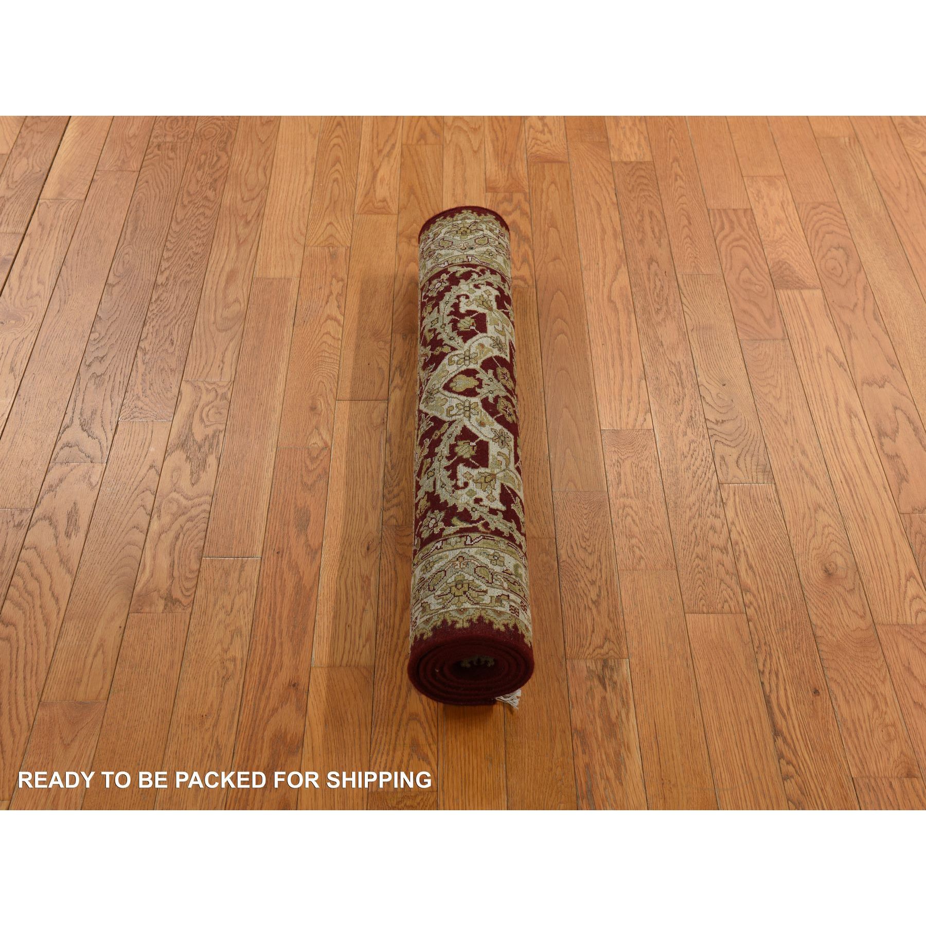 3'1"x5' Burgundy Red, Hand Knotted, 300 KPSI, Hand Spun New Zealand Luxurious Wool, Persian Tabriz Design, Oriental Rug HR78365 - Image 4