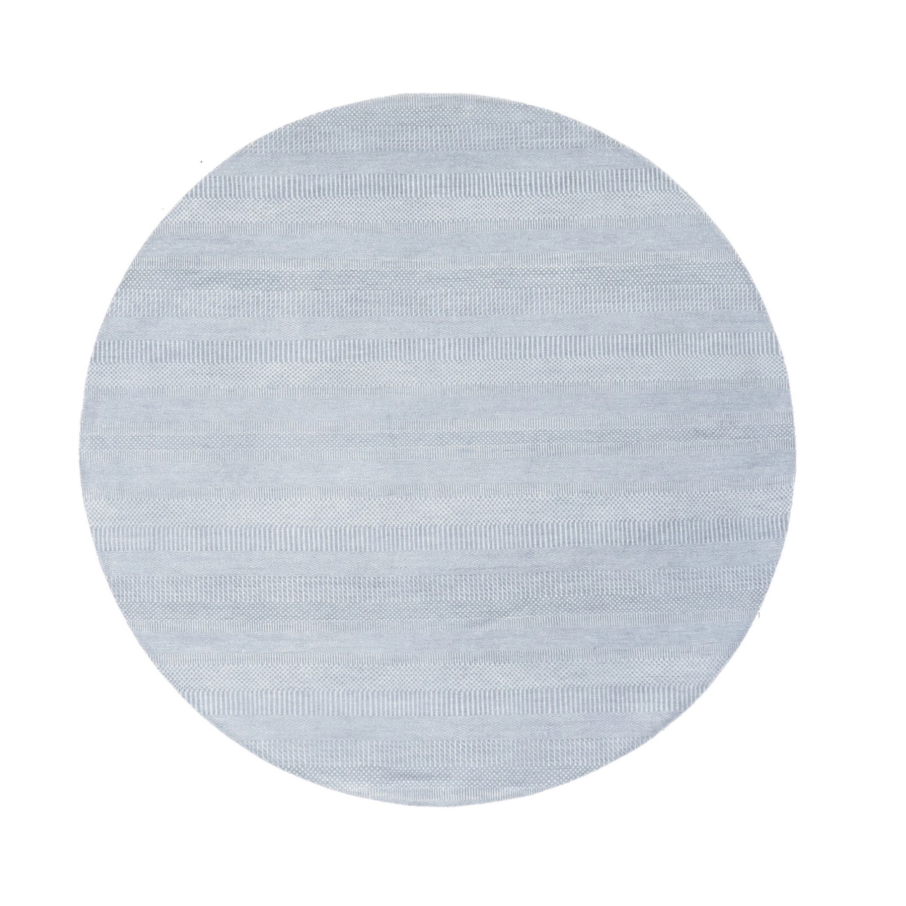 7'9"x7'9" Ivory, Modern Grass Design Gabbeh Densely Woven, Wool and Silk Hand Knotted, Round Oriental Rug HR80257