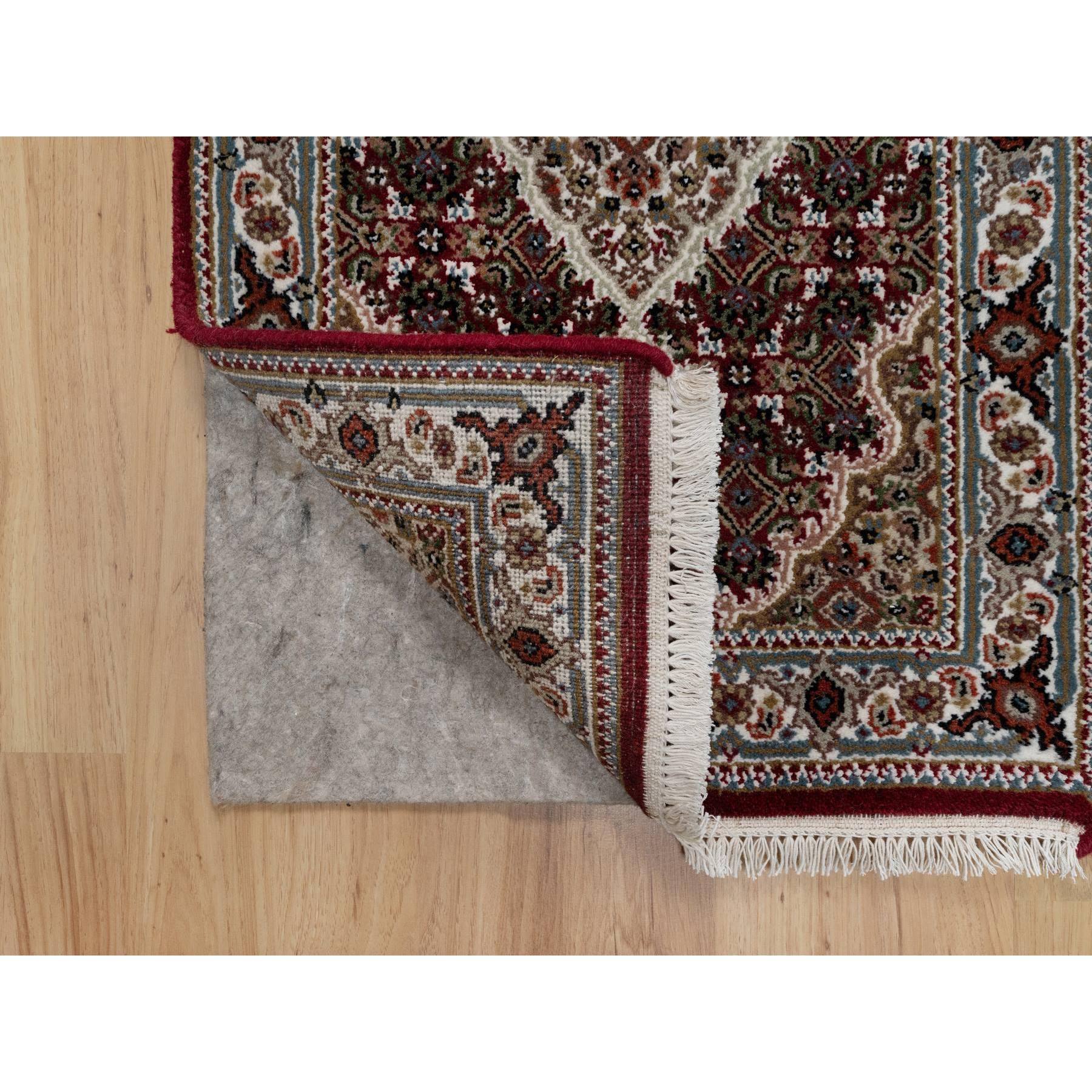 2'x3' Carmine Red, Tabriz Mahi with Fish Medallion Design, Soft Wool, Hand Knotted, Densely Woven, Mat, Oriental Rug HR90994 - Image 3