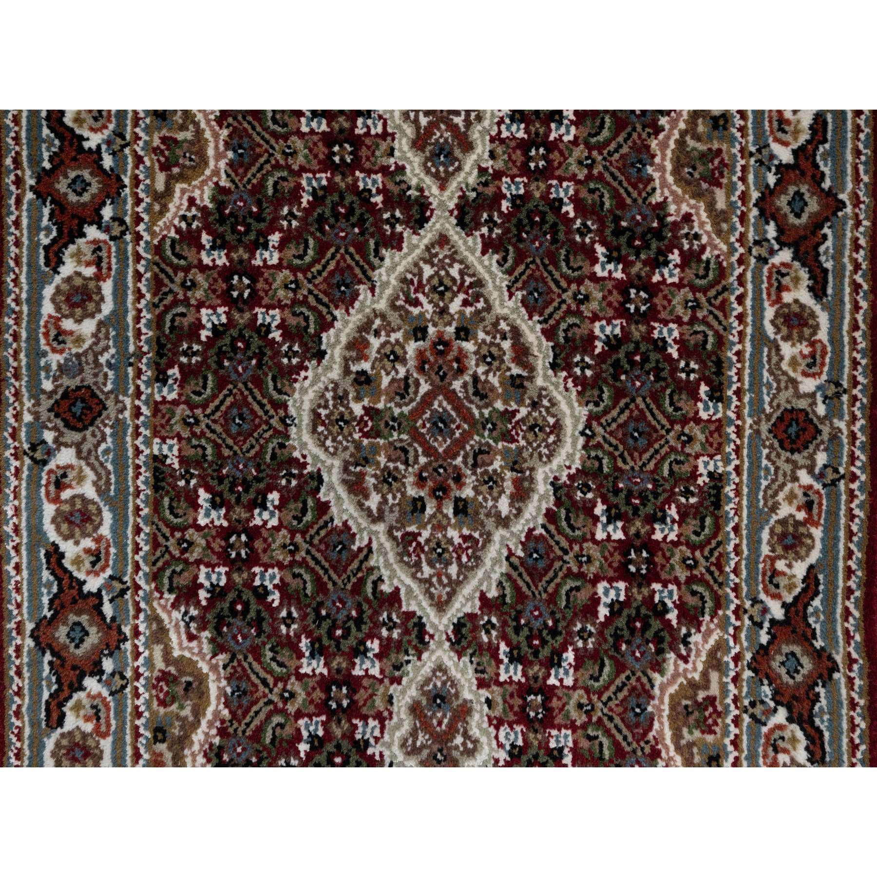 2'x3' Carmine Red, Tabriz Mahi with Fish Medallion Design, Soft Wool, Hand Knotted, Densely Woven, Mat, Oriental Rug HR90994 - Image 5