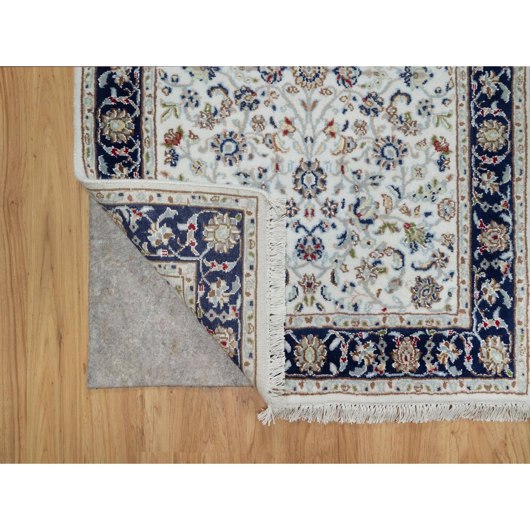 2'8"x14' Spring White, Nain with All Over Flower Design, 250 KPSI, Soft Pile, Wool and Silk, Hand Knotted, Runner, Oriental Rug HR91015 - Image 3