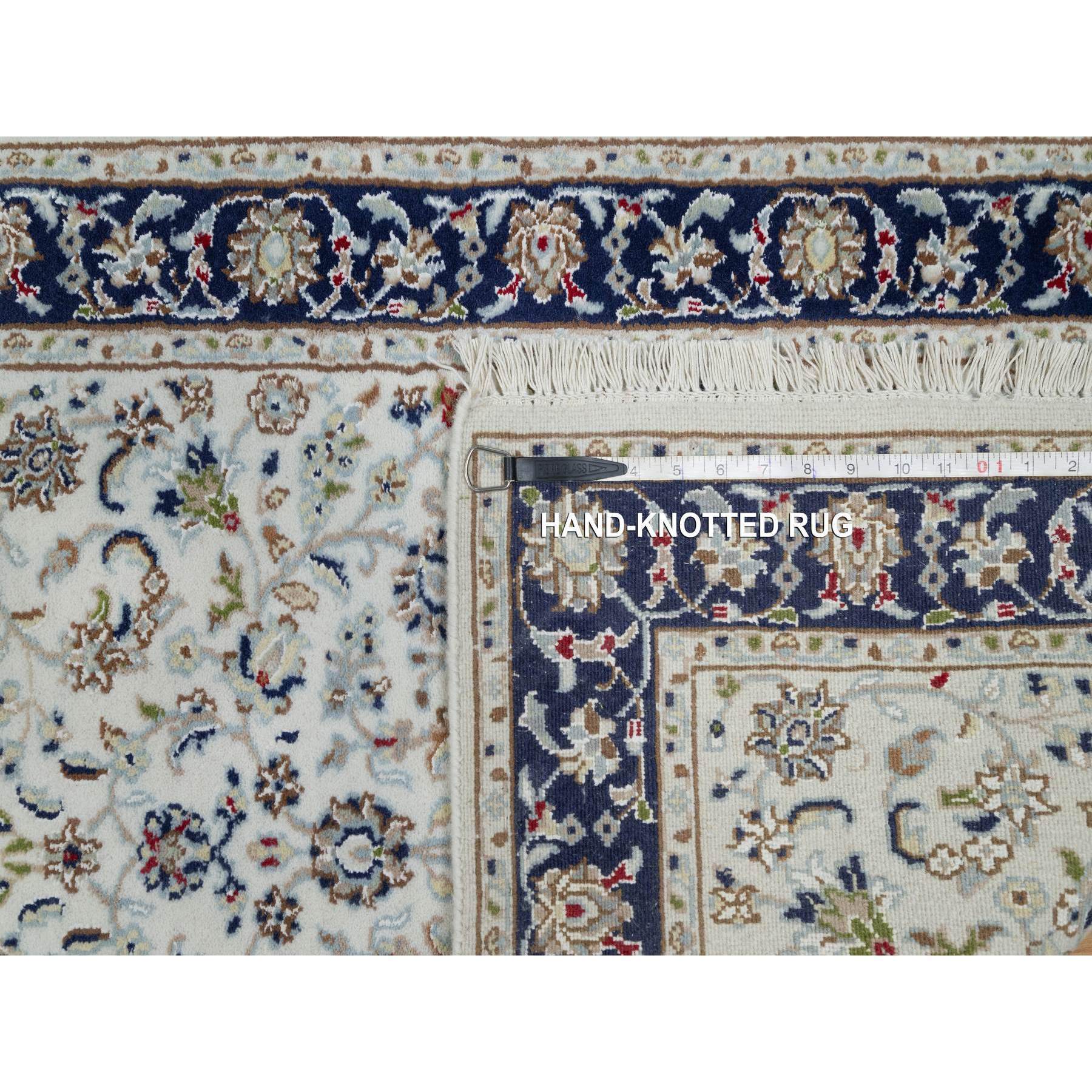 2'8"x14' Spring White, Nain with All Over Flower Design, 250 KPSI, Soft Pile, Wool and Silk, Hand Knotted, Runner, Oriental Rug HR91015 - Image 8
