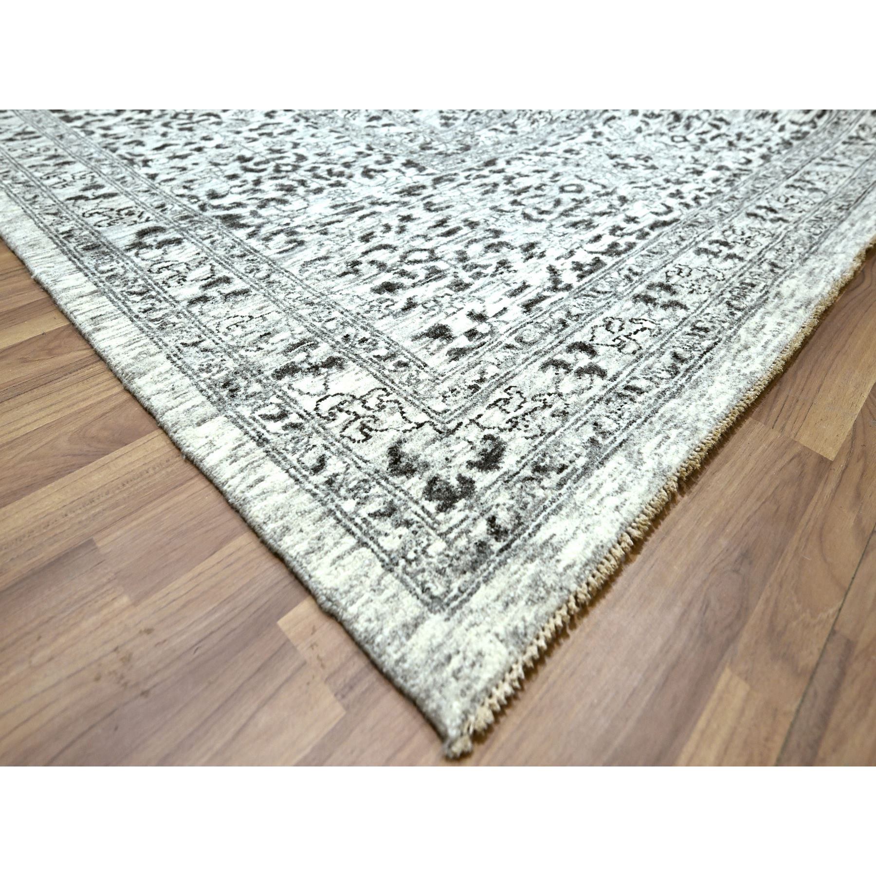 15'x20' Powder White, Mamluk Dynasty, Tone on Tone Design, Undyed Natural Wool, Densely Woven, Hand Knotted, Oversized, Oriental Rug HR76119 - Image 6