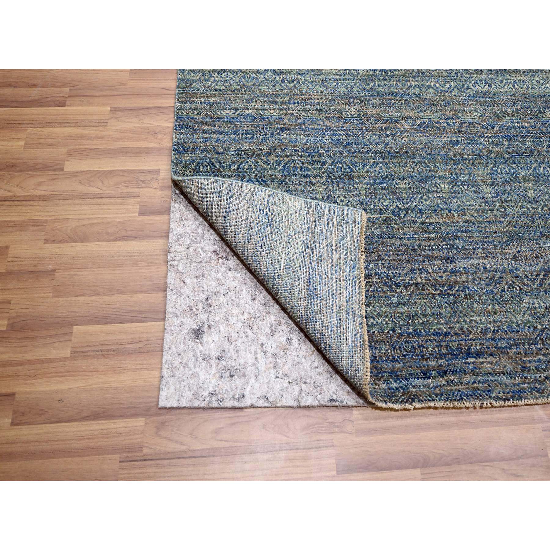 9'x11'10" Yale Blue, Kohinoor Herat Small Repetitive Geometric Design, Lush and Plush, Hand Knotted, Soft Wool, Oriental Rug HR76149 - Image 4