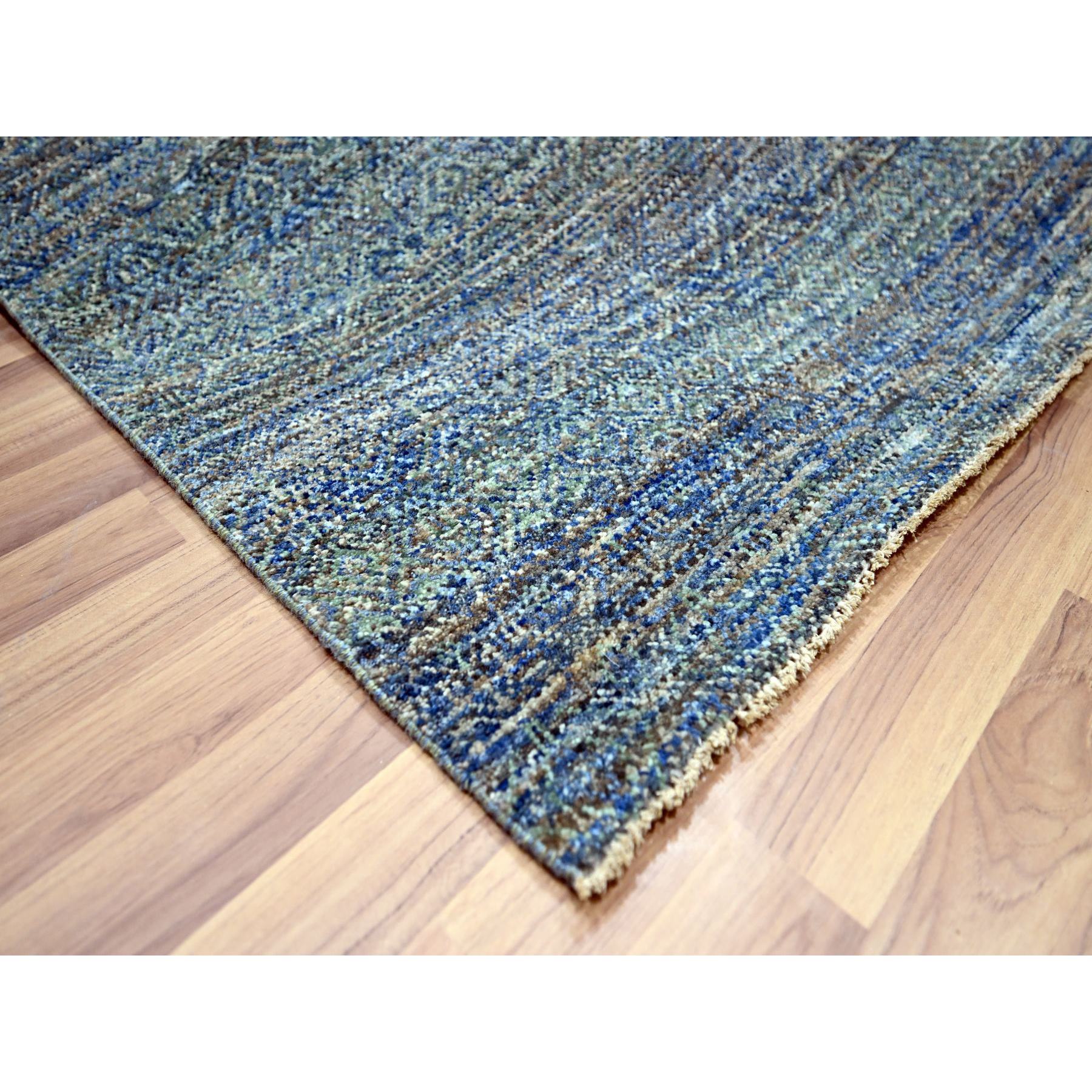 9'x11'10" Yale Blue, Kohinoor Herat Small Repetitive Geometric Design, Lush and Plush, Hand Knotted, Soft Wool, Oriental Rug HR76149 - Image 6