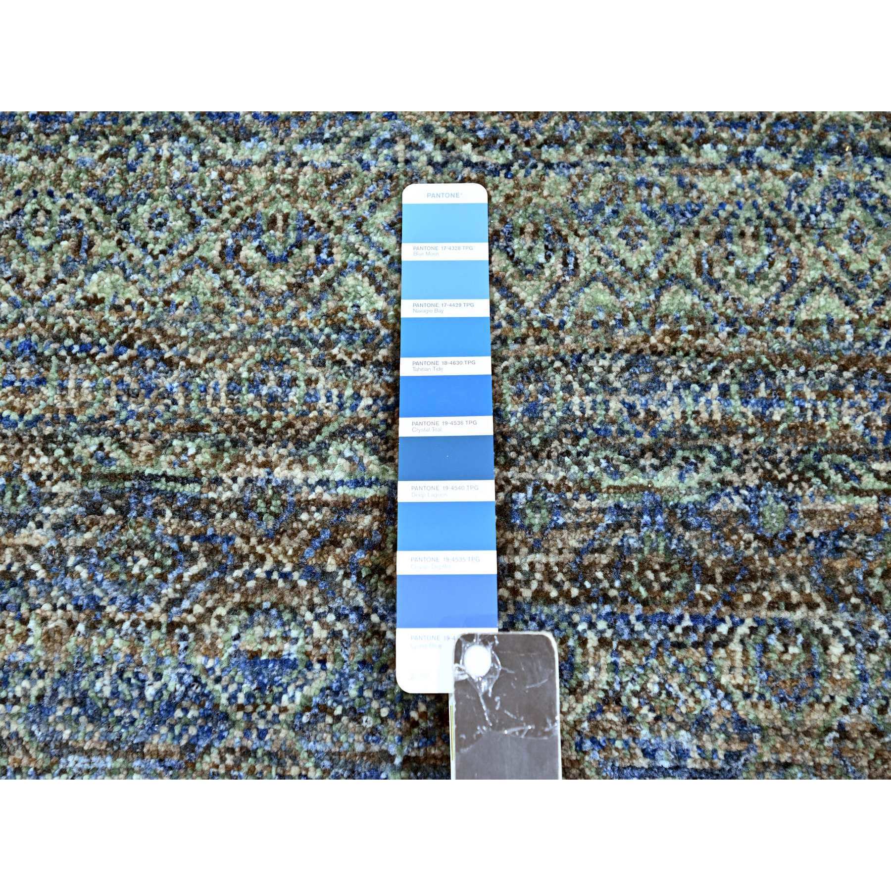 9'x11'10" Yale Blue, Kohinoor Herat Small Repetitive Geometric Design, Lush and Plush, Hand Knotted, Soft Wool, Oriental Rug HR76149 - Image 7