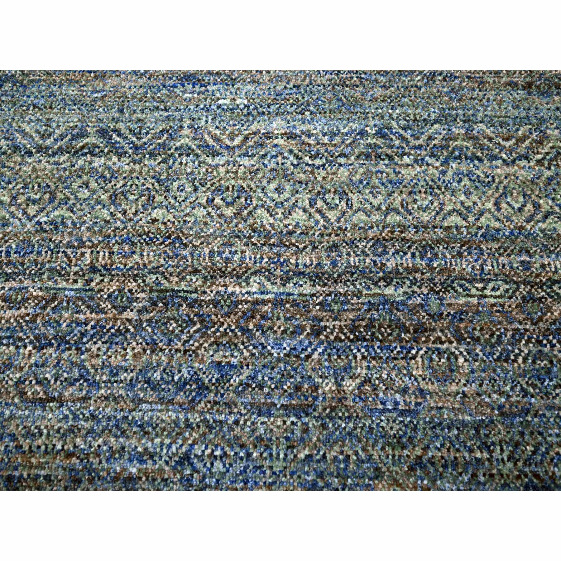 9'x11'10" Yale Blue, Kohinoor Herat Small Repetitive Geometric Design, Lush and Plush, Hand Knotted, Soft Wool, Oriental Rug HR76149 - Image 8