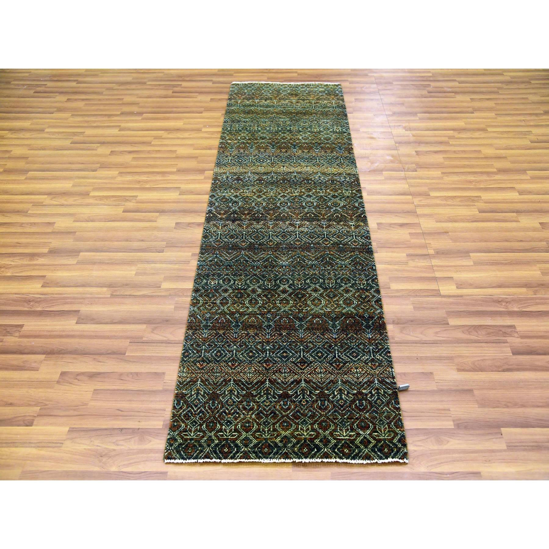 2'6"x8' Rust Brown, Hand Knotted, Kohinoor Herat Small Geometric Repetitive Design, 100% Plush Wool, Runner Oriental Rug HR79492 - Image 2
