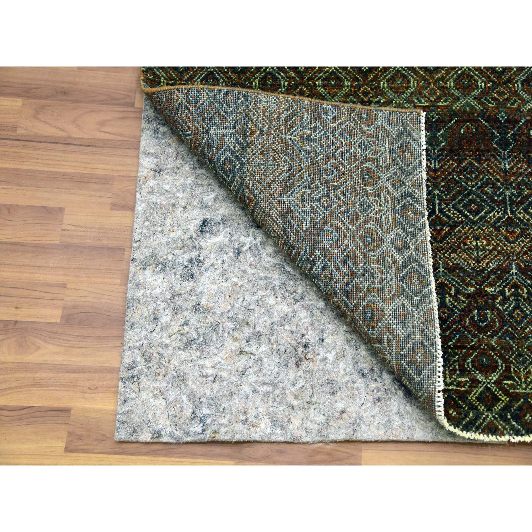 2'6"x8' Rust Brown, Hand Knotted, Kohinoor Herat Small Geometric Repetitive Design, 100% Plush Wool, Runner Oriental Rug HR79492 - Image 3
