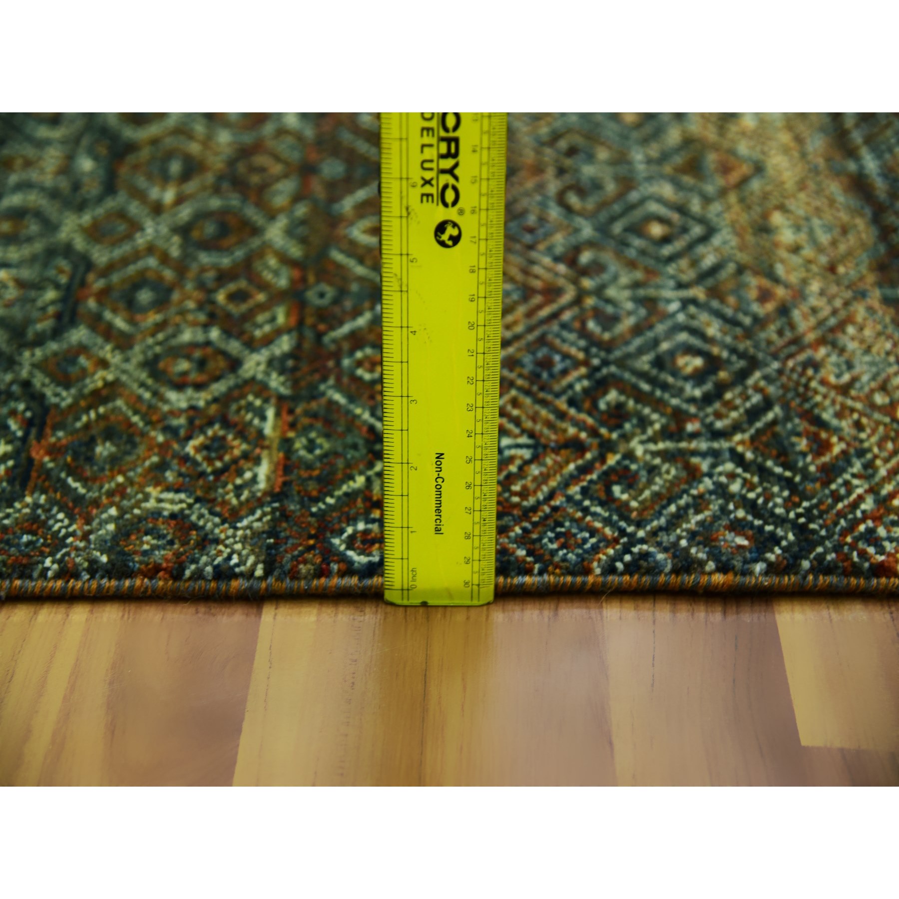 2'6"x8' Rust Brown, Hand Knotted, Kohinoor Herat Small Geometric Repetitive Design, 100% Plush Wool, Runner Oriental Rug HR79492 - Image 6