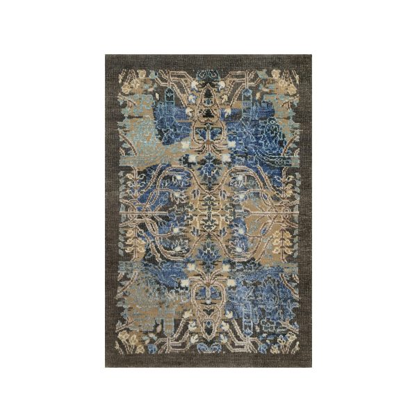 2'x3' Cafe Au Lait Brown, Wool and Silk, Broken and Erased Persian Sarouk Design, Hand Knotted, Mat, Oriental Rug HR91155