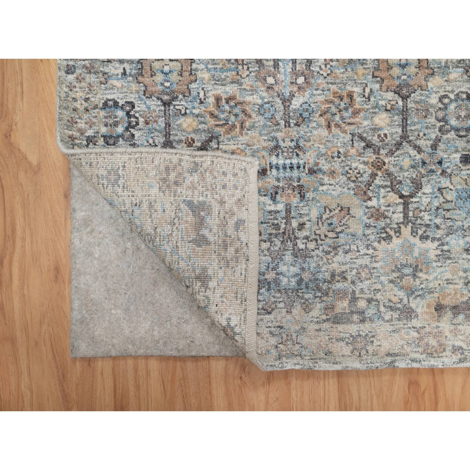 2'7"x25'9" Daisy White, Soft Pile, Sickle Leaf Design, Silk with Textured Wool, Hand Knotted, XL Runner, Oriental Rug HR91162 - Image 3