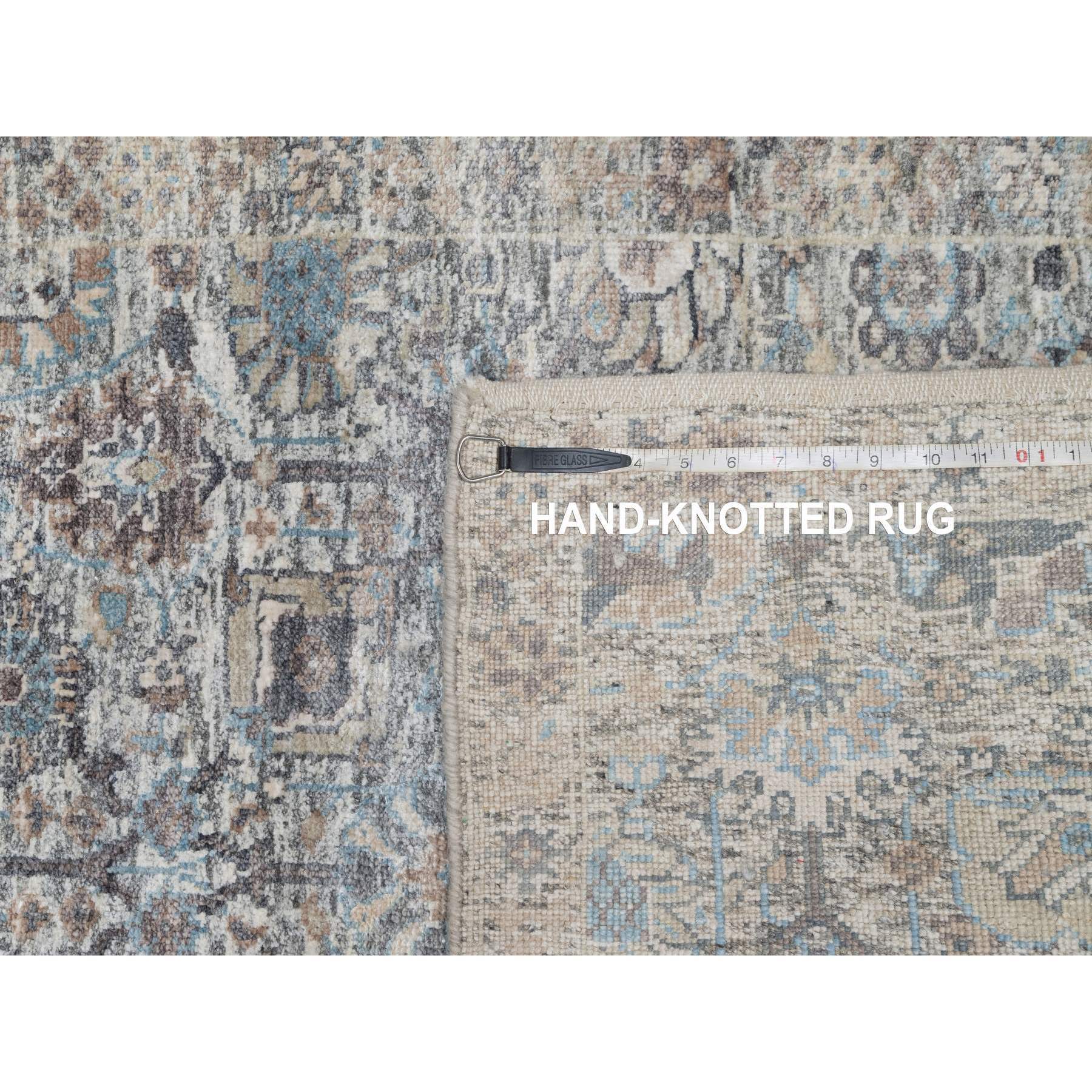 2'7"x25'9" Daisy White, Soft Pile, Sickle Leaf Design, Silk with Textured Wool, Hand Knotted, XL Runner, Oriental Rug HR91162 - Image 8