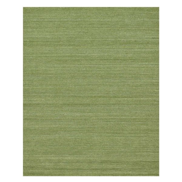 8'1"x10' Olive Green, Hand Loomed, Plain Modern Striae Design, Tone on Tone, Soft to the Touch, Pure Wool, Oriental Rug HR91194