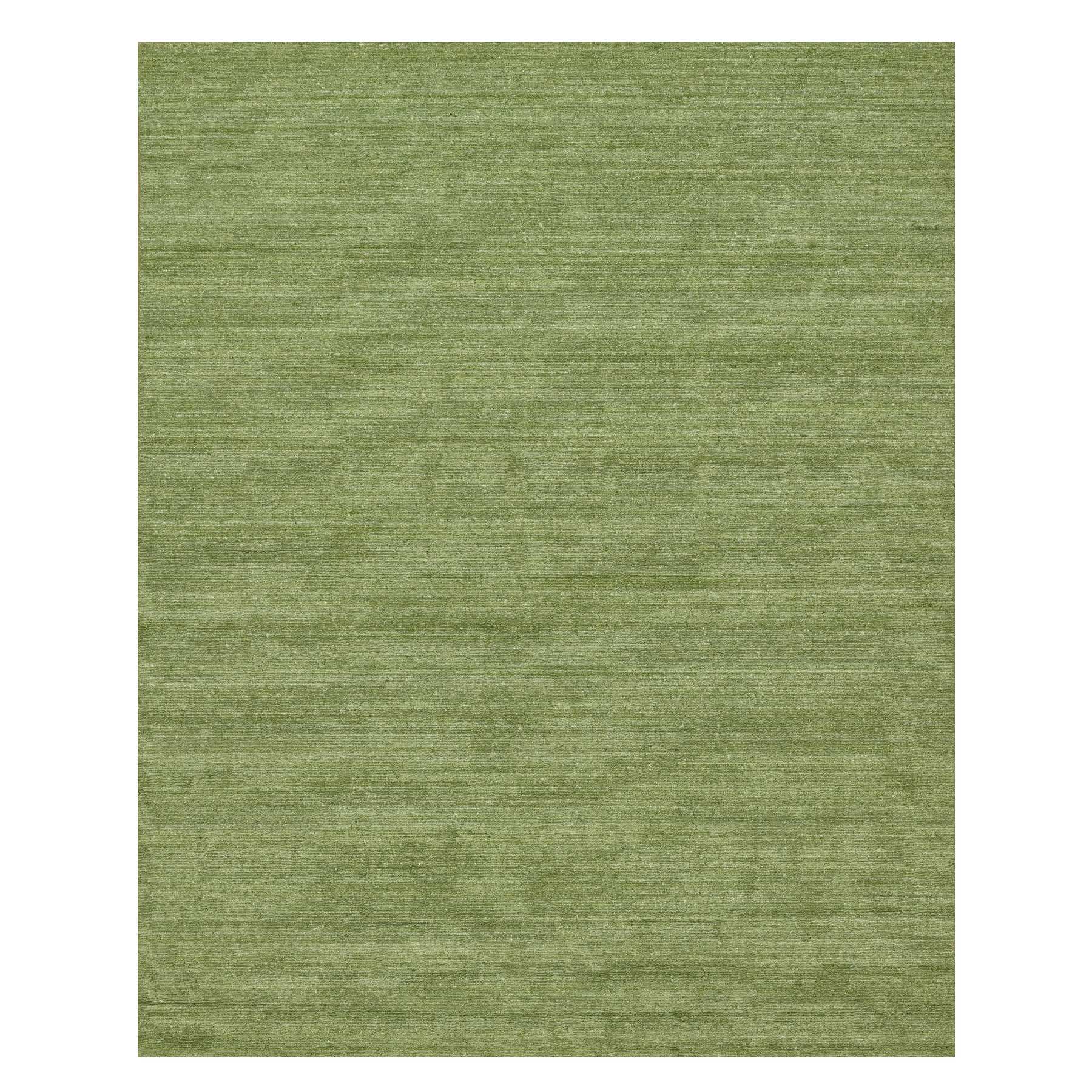 8'1"x10' Olive Green, Hand Loomed, Plain Modern Striae Design, Tone on Tone, Soft to the Touch, Pure Wool, Oriental Rug HR91194