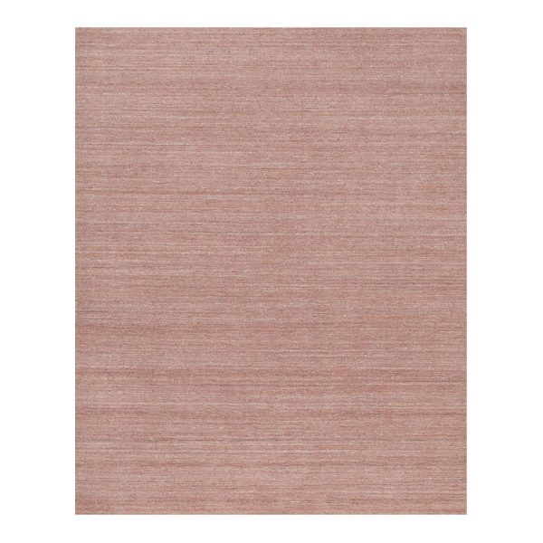 8'2"x10'1" Cedar Wood Pink, Plain Modern Striae Design, Hand Loomed, Soft to the Touch Pile, Pure Wool, Oriental Rug HR91197