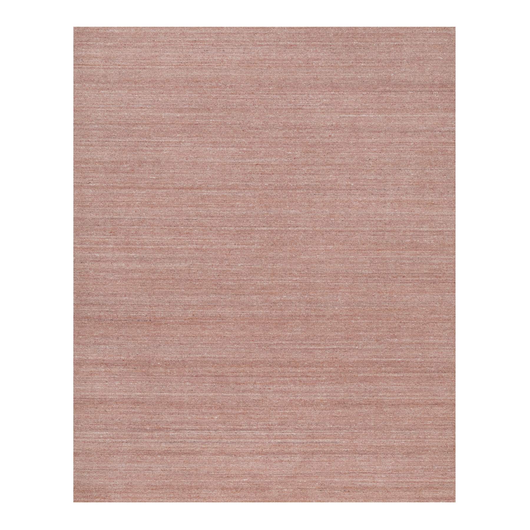 8'2"x10'1" Cedar Wood Pink, Plain Modern Striae Design, Hand Loomed, Soft to the Touch Pile, Pure Wool, Oriental Rug HR91197