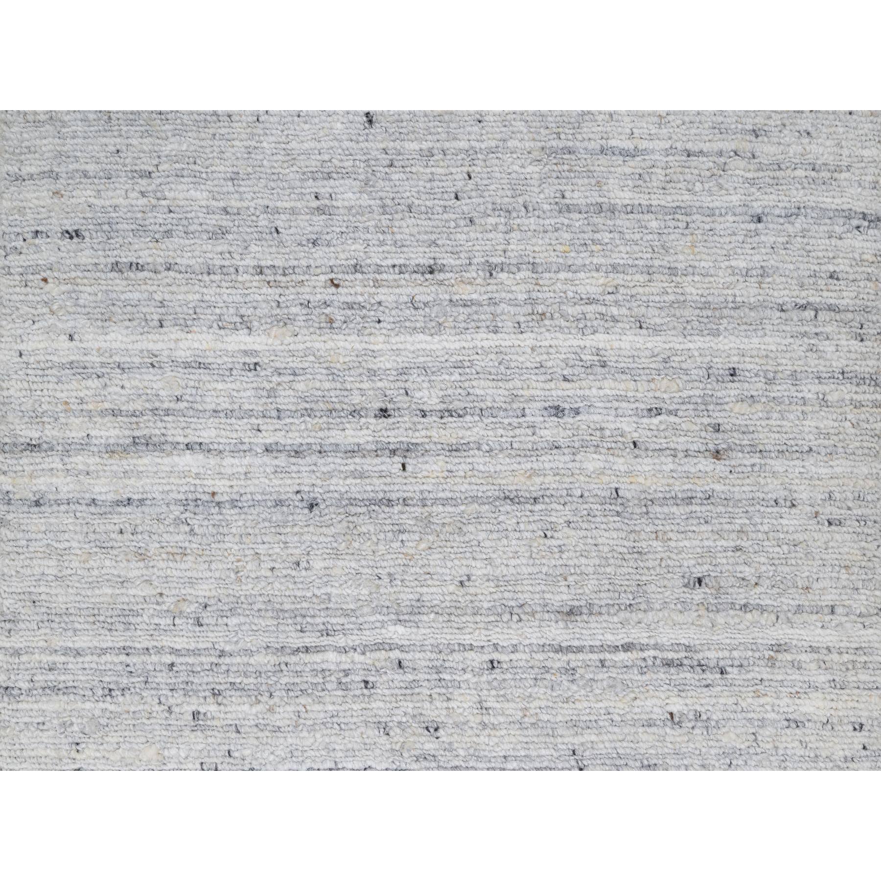 2'x3' Porcelain White, Hand Loomed, Plain Modern Striae Design, Soft Pile, Natural Wool, Mat, Oriental Rug HR91203 - Image 5
