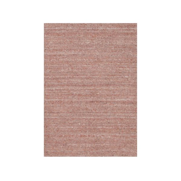 2'x3' Rose Pink, Soft to the Touch Pile, Pure Wool, Plain Modern Striae Design, Hand Loomed, Mat, Oriental Rug HR91205