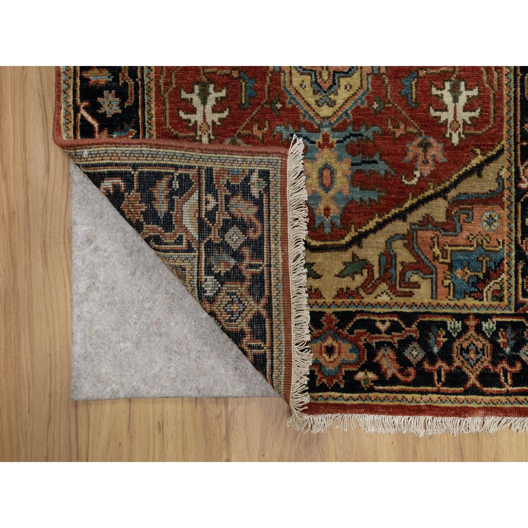 2'8"x8' Auburn Red, Heriz Revival with Medallion Design, Hand Spun New Zealand Wool, Densely Woven, Hand Knotted, Runner, Oriental Rug HR91244 - Image 3