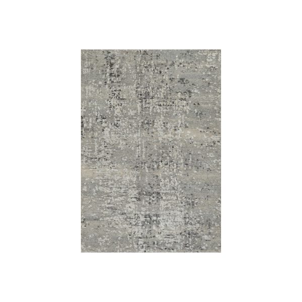 2'x3' Battleship Gray, Tone on Tone, Modern Design, Hand Spun Undyed Natural Wool, Hand Knotted, Mat, Oriental Rug HR91271