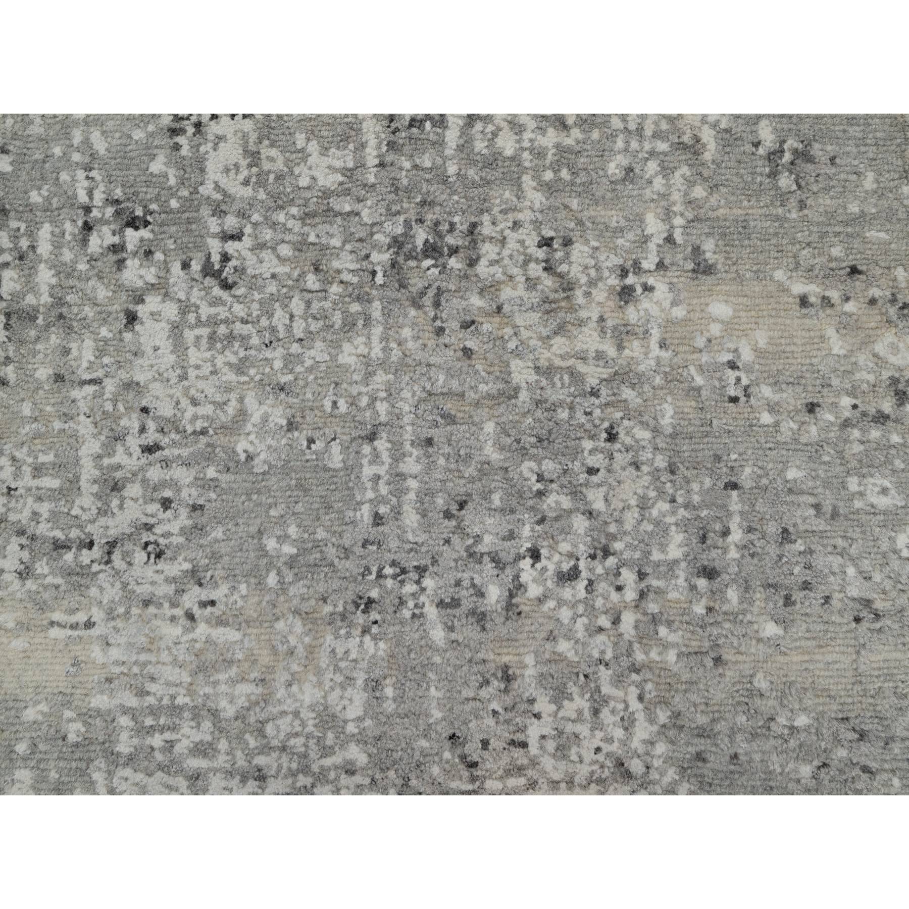 2'x3' Battleship Gray, Tone on Tone, Modern Design, Hand Spun Undyed Natural Wool, Hand Knotted, Mat, Oriental Rug HR91271 - Image 5