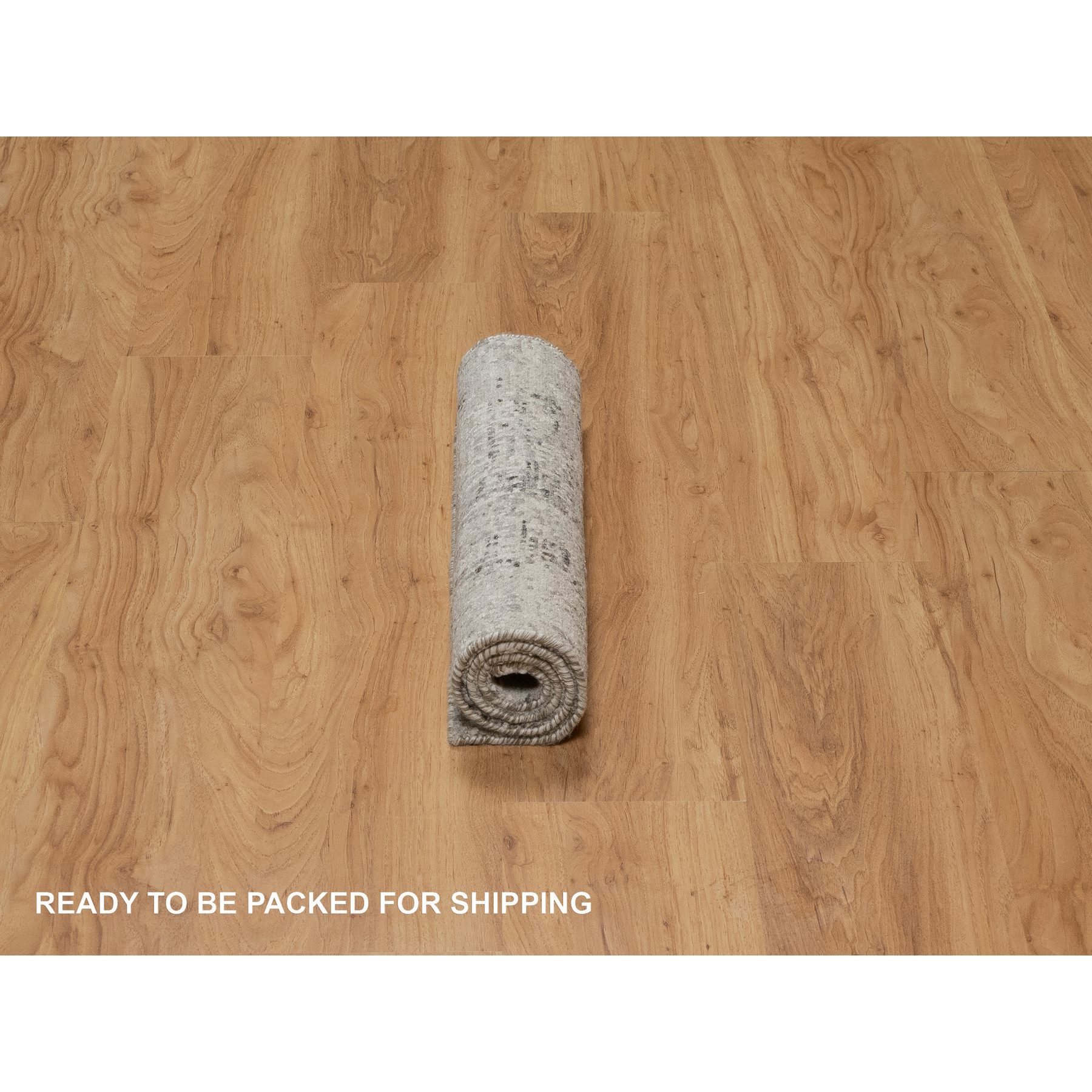 2'x3' Battleship Gray, Tone on Tone, Modern Design, Hand Spun Undyed Natural Wool, Hand Knotted, Mat, Oriental Rug HR91271 - Image 6