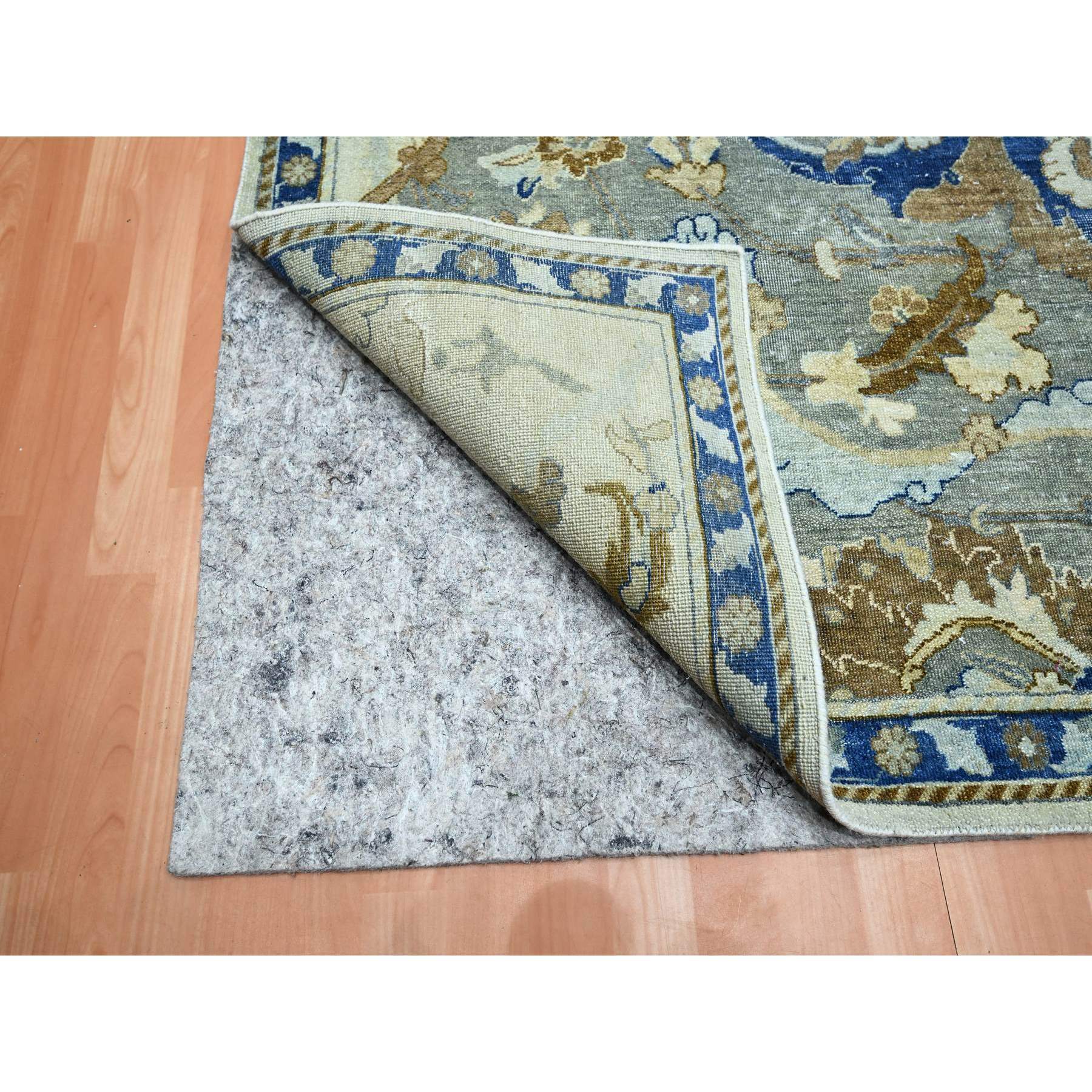 9'2"x12'3" Chiffon White with Brown, Polonaise Czartoryski with Persian Isphahan Inspired Design, Hand Knotted, Zero Pile, 100% Wool, Oriental Rug HR75521 - Image 4