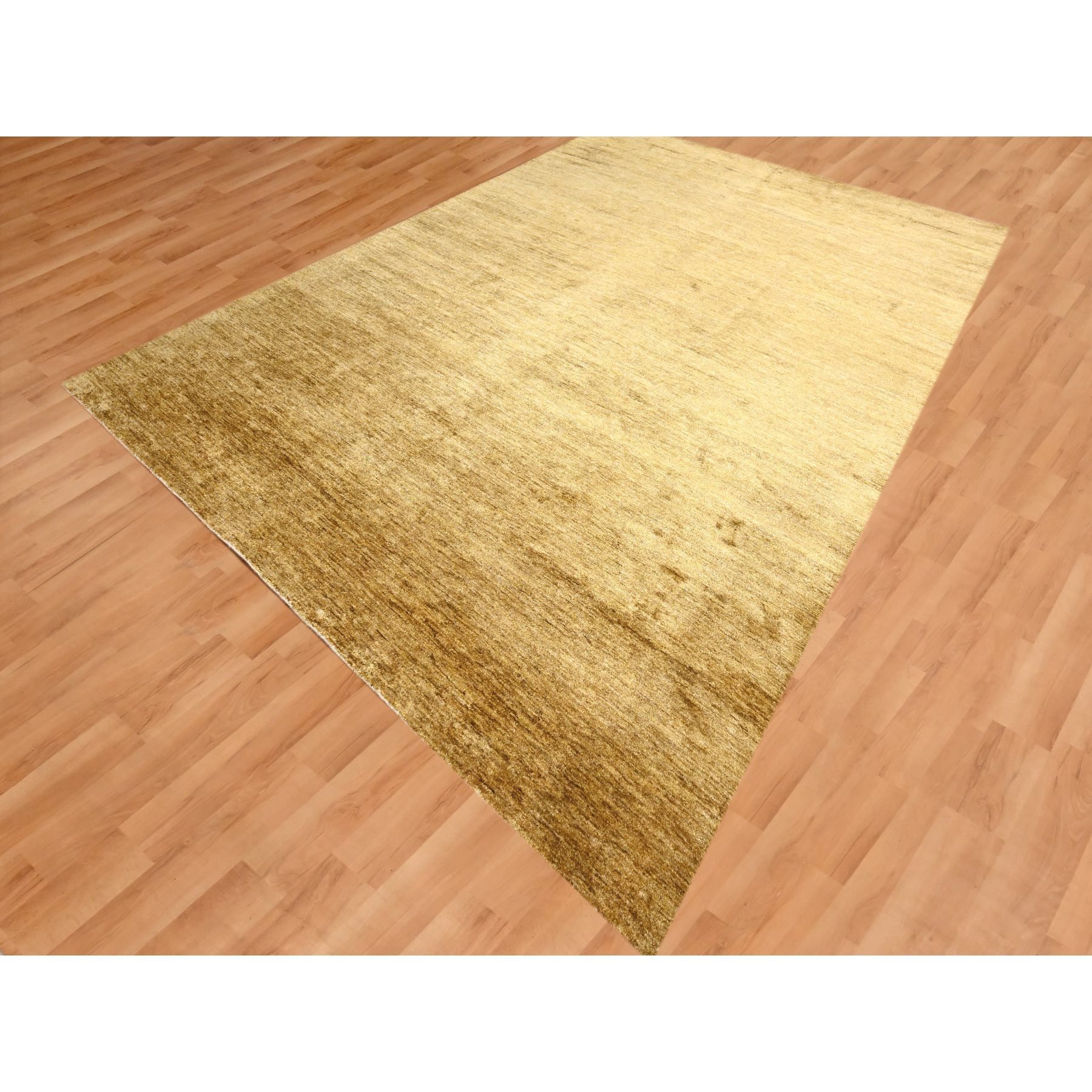 9'x12'1" Copper Brown, Plain Solid Design, Soft to the Touch, Pure Sari Silk, Lush and Plush, Hand Knotted, Oriental Rug HR76072 - Image 3