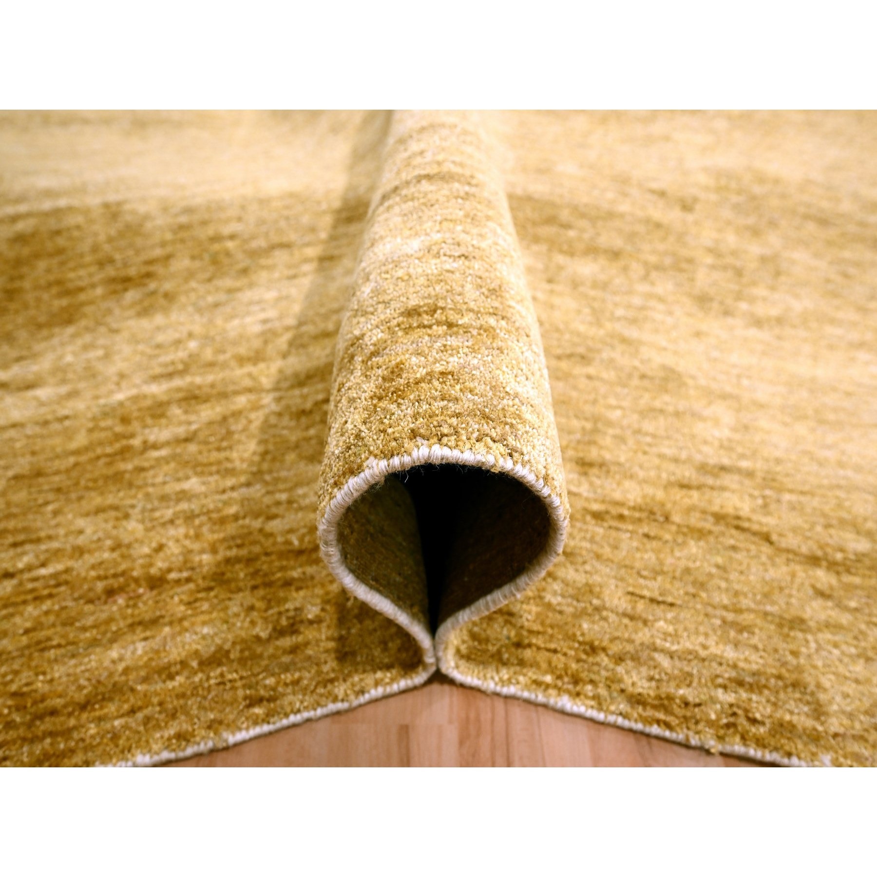 9'x12'1" Copper Brown, Plain Solid Design, Soft to the Touch, Pure Sari Silk, Lush and Plush, Hand Knotted, Oriental Rug HR76072 - Image 5