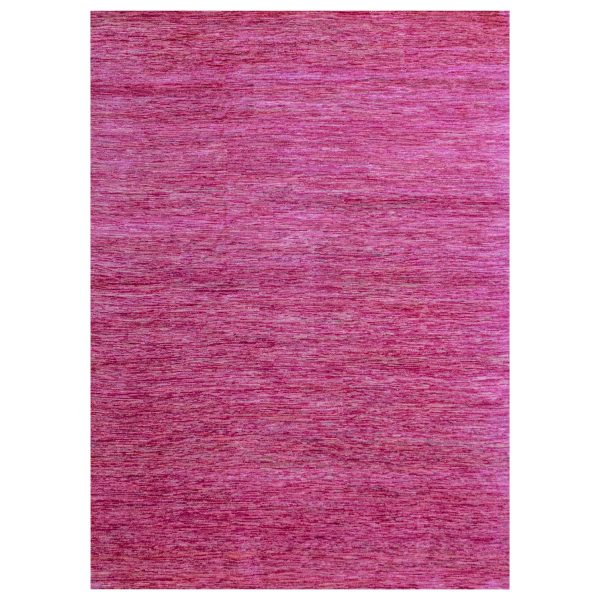 9'x12'3" Fuscia Pink, Plain Solid Design, Pure Sari Silk, Hand Knotted, Soft to the Touch, Oriental Rug HR76075