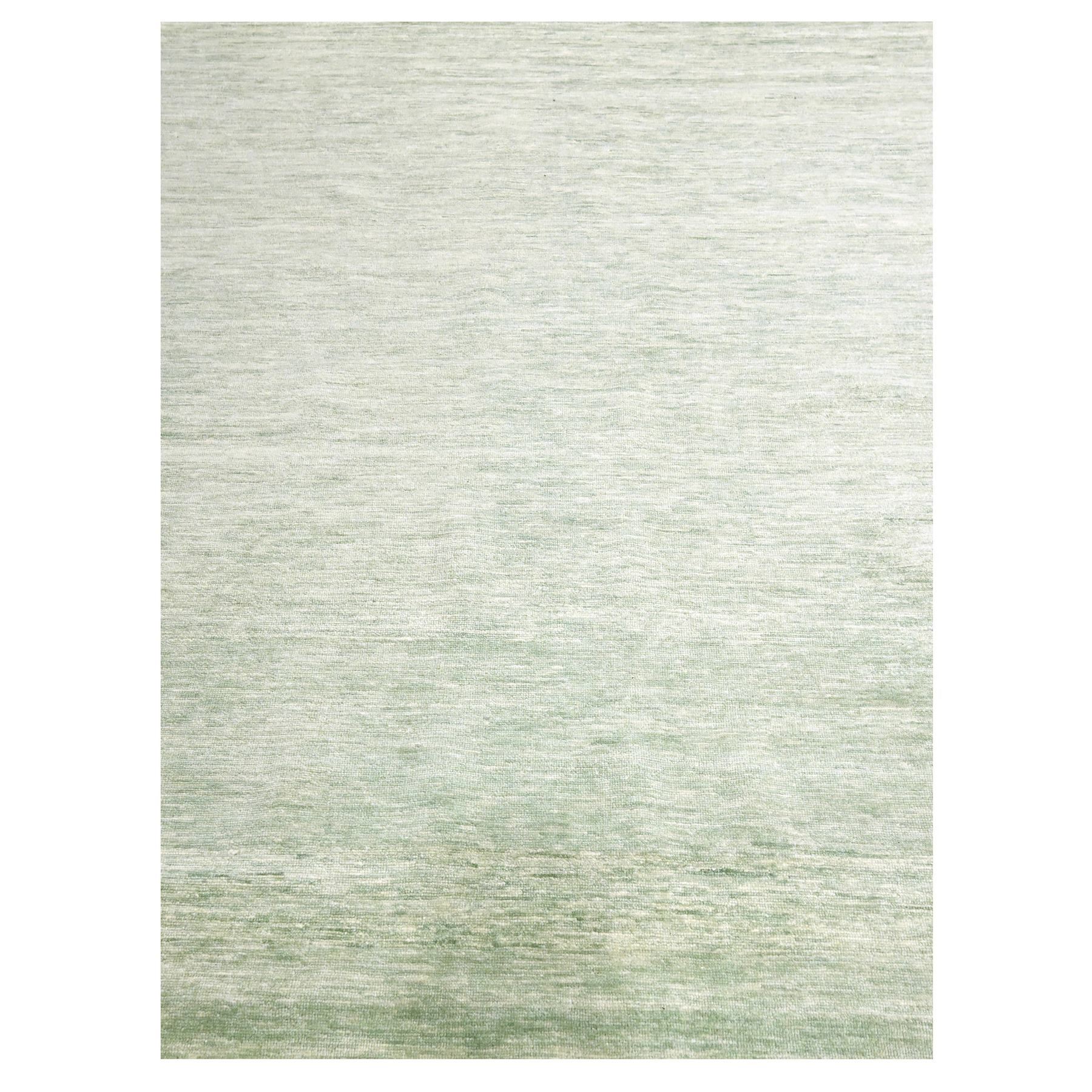 9'4"x12'4" Mist Green, Modern Plain Design, Borderless, Densely Woven, Pure Wool, Hand Knotted, Oriental Rug HR76080