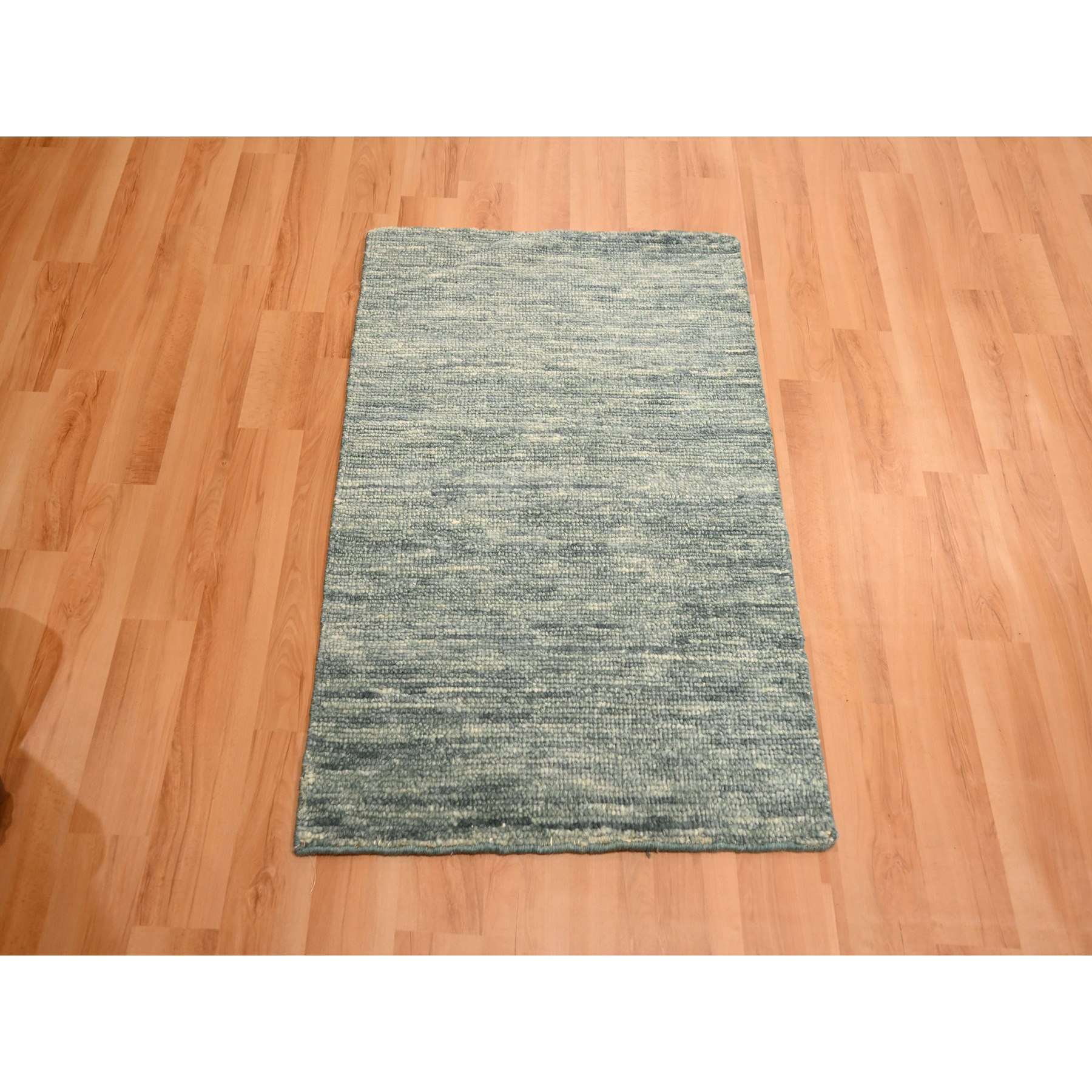 2'x3' Shades of Gray, Plain Solid Design, Pure Wool, Sample, Strike Off, Hand Knotted, Mat, Oriental Rug HR76088 - Image 2