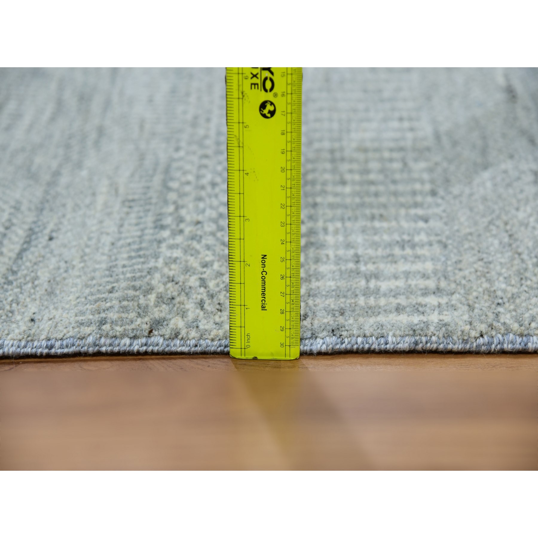 2'6"x12'4" Dorian Gray, Modern Tone on Tone Grass Design, Undyed Velvety Wool, Hand Knotted, Runner Oriental Rug HR79887 - Image 5