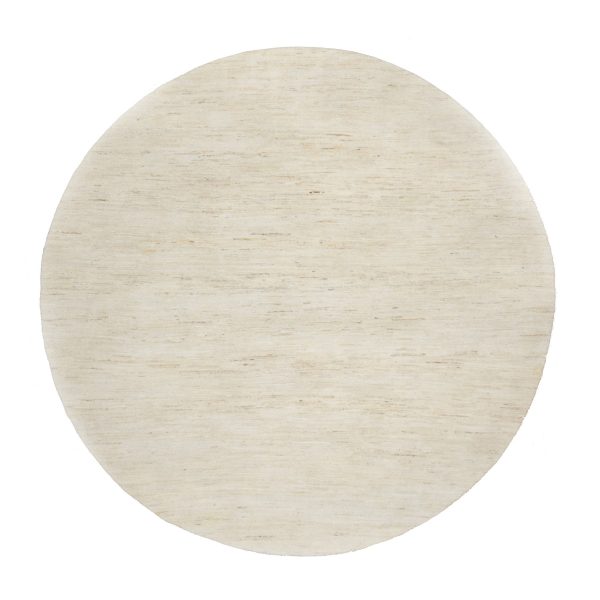 7'x7' Dutch White, Lori Buft Gabbeh, Modern, Plain Design, Thick and Plush, Pure Wool, Soft to the Touch, Hand Knotted, Round, Oriental Rug HR90778