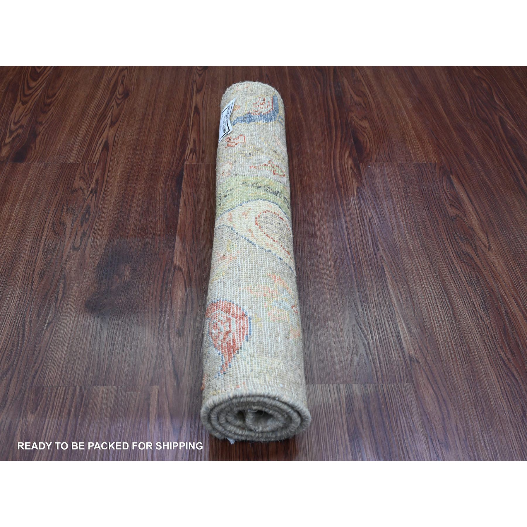 2'1"x3'1" Medium Gray, Afghan Peshawar with Birds of Paradise Design, Hand Knotted, Soft Wool, Veggie Dyes, Mat, Sample, Oriental Rug HR20036 - Image 4