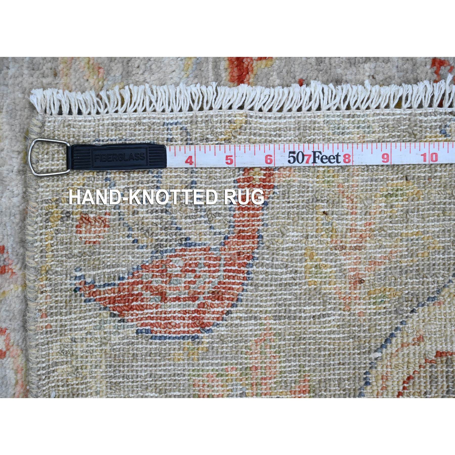 2'1"x3'1" Medium Gray, Afghan Peshawar with Birds of Paradise Design, Hand Knotted, Soft Wool, Veggie Dyes, Mat, Sample, Oriental Rug HR20036 - Image 6