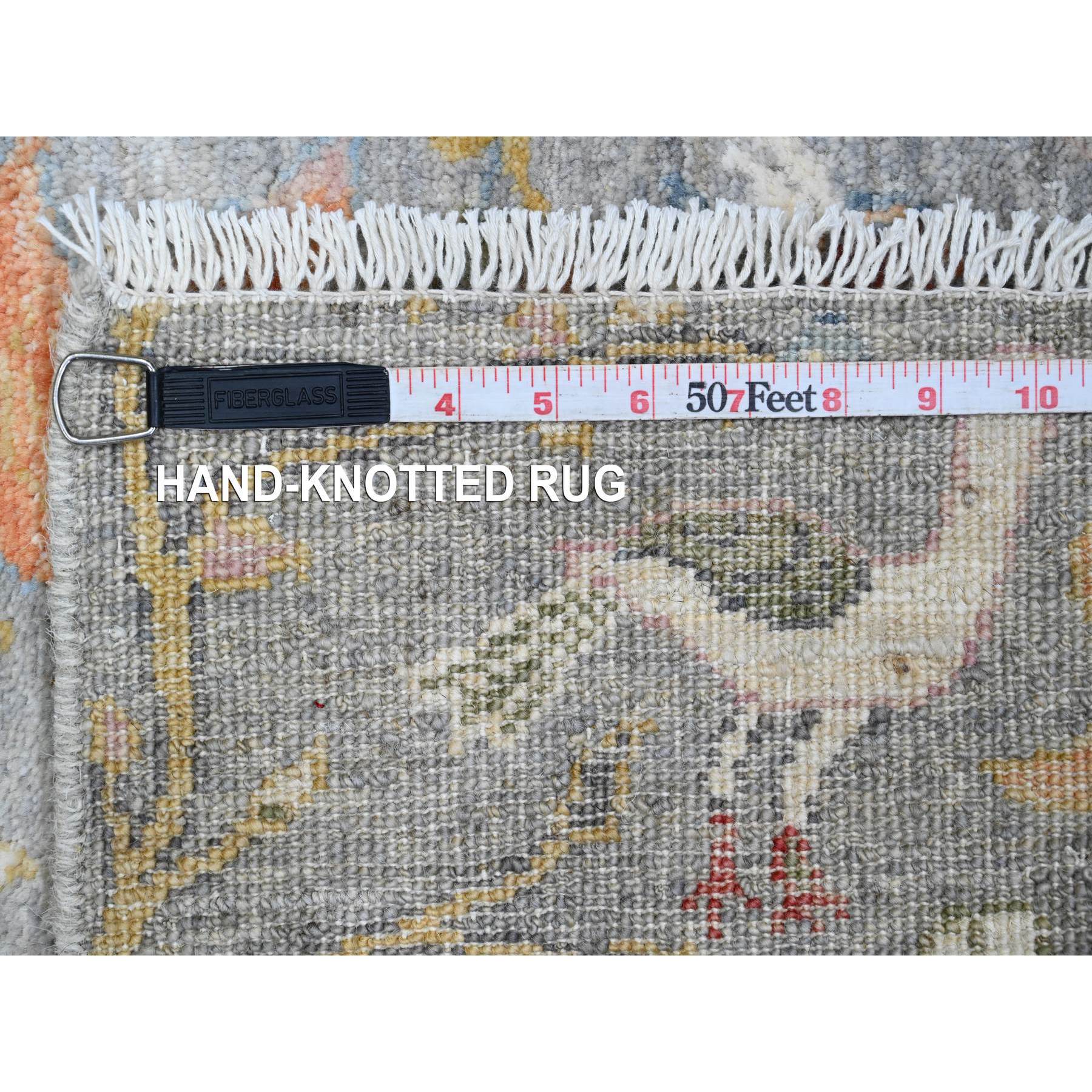 2'x6'2" Spanish Gray, Afghan Peshawar with Birds of Paradise Design, Hand Knotted, Natural Dyes, Soft Wool, Short Runner, Oriental Rug HR20049 - Image 6