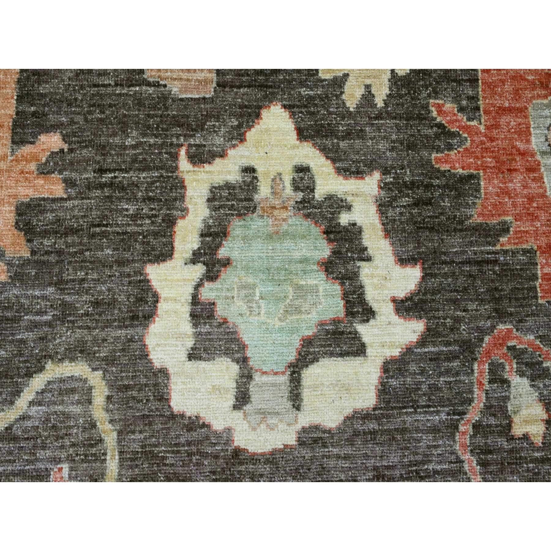 10'x13'5" Mocha Brown, Afghan Angora Oushak with Soft Colors Leaf Design, Hand Knotted, Vegetable Dyes, 100% Wool, Oriental Rug HR20093 - Image 8