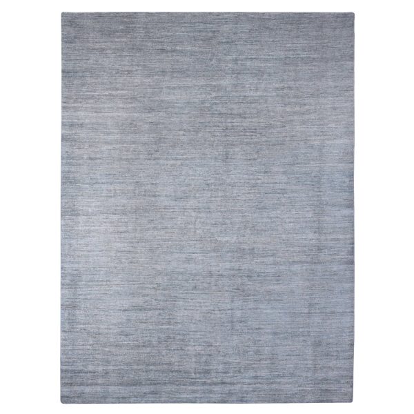 8'6"x11'5" Cloud Gray, Hand Knotted, Plain Solid Pattern, Hand Spun Ghazni Wool, Lush and Plush, Oriental Rug HR20141