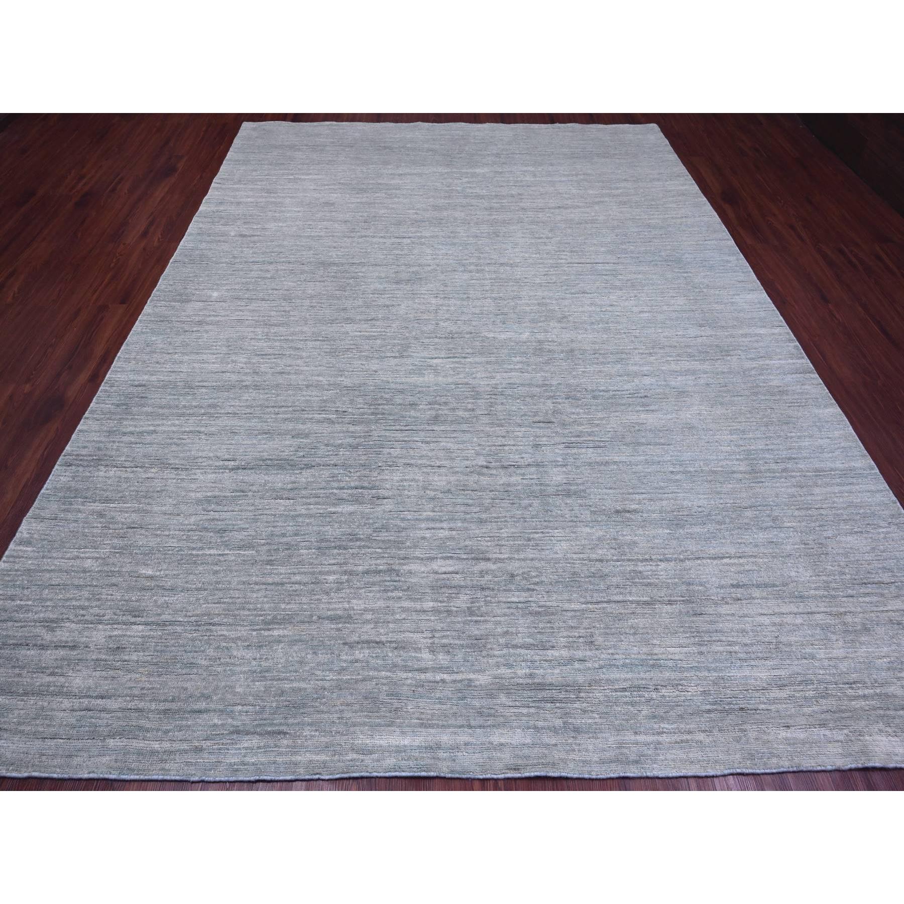 8'6"x11'5" Cloud Gray, Hand Knotted, Plain Solid Pattern, Hand Spun Ghazni Wool, Lush and Plush, Oriental Rug HR20141 - Image 2